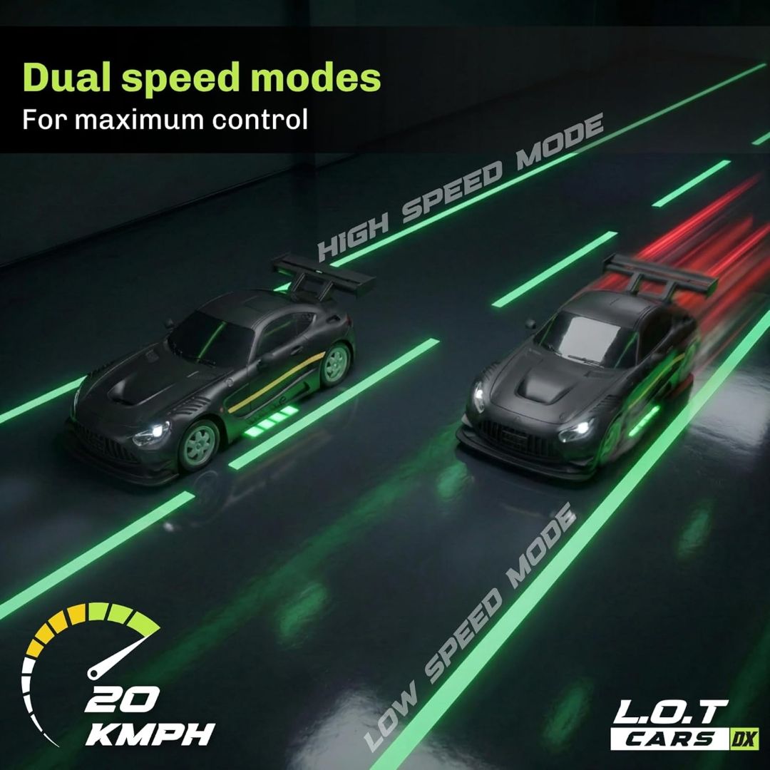 Shadow RC Drift Car | 4WD 20Kmph, 2.4Ghz 100m Long Range Remote, Race-Ready ABS Body, Proportional Steering, Multi-Mode LED Lights (Asphalt Black) view 3