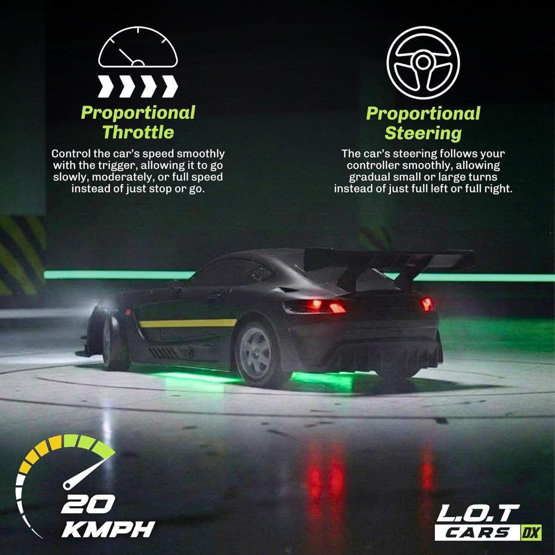 Shadow RC Drift Car | 4WD 20Kmph, 2.4Ghz 100m Long Range Remote, Race-Ready ABS Body, Proportional Steering, Multi-Mode LED Lights (Asphalt Black) view 4