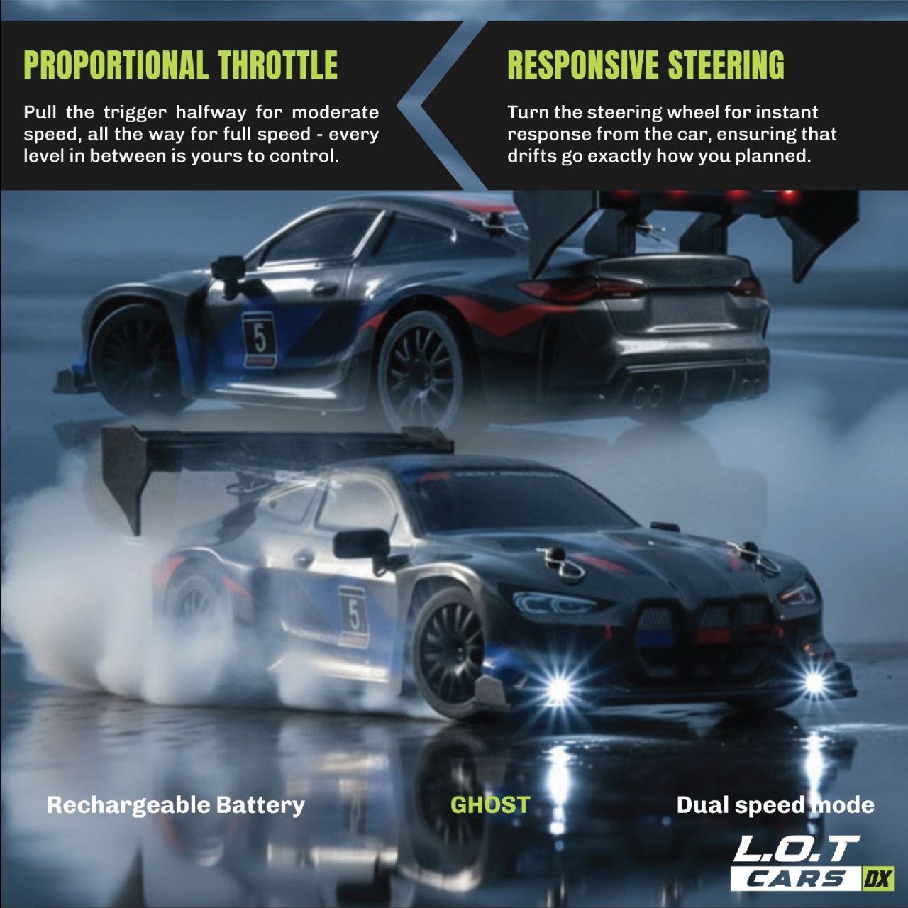 L.O.T Cars Ghost - RC Drift Car Underground Black view 5