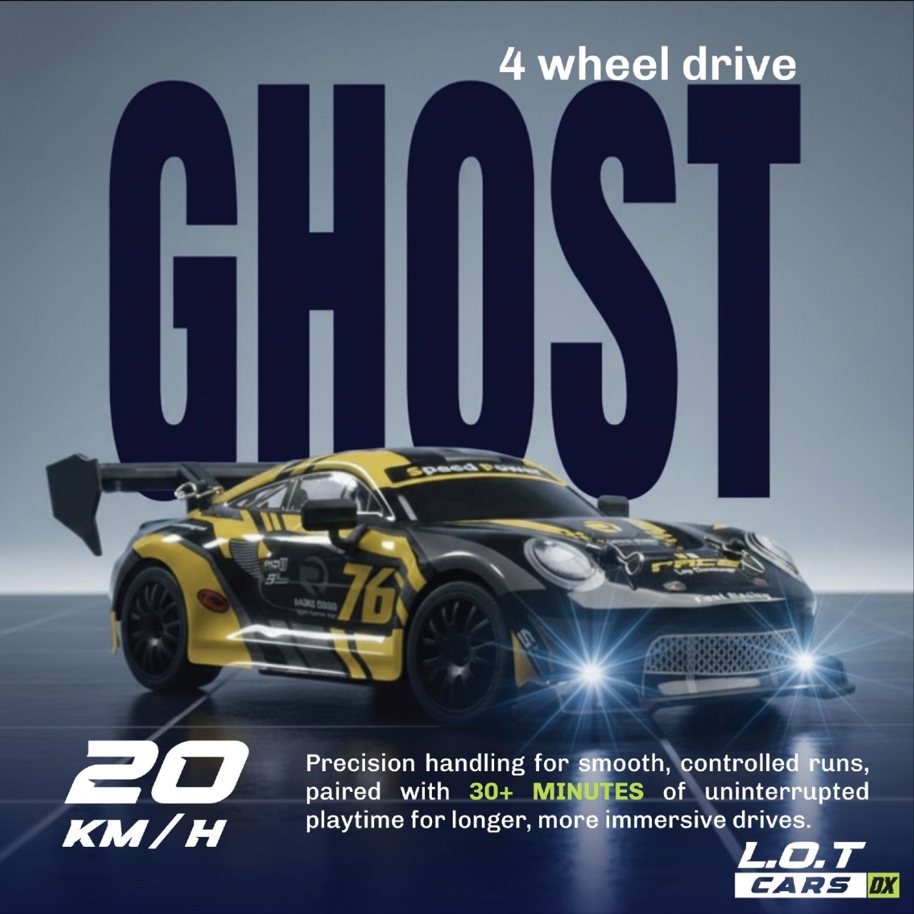L.O.T Cars Ghost - RC Drift Car Burnout Yellow