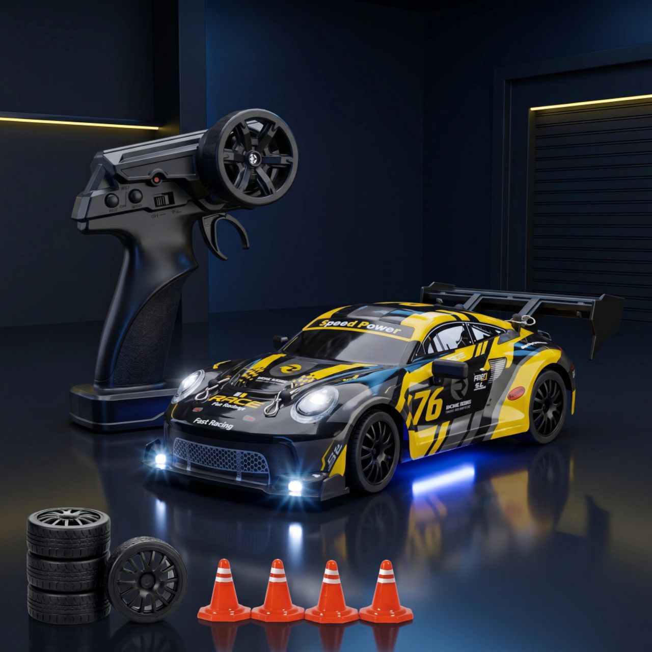 L.O.T Cars Ghost - RC Drift Car Burnout Yellow view 2