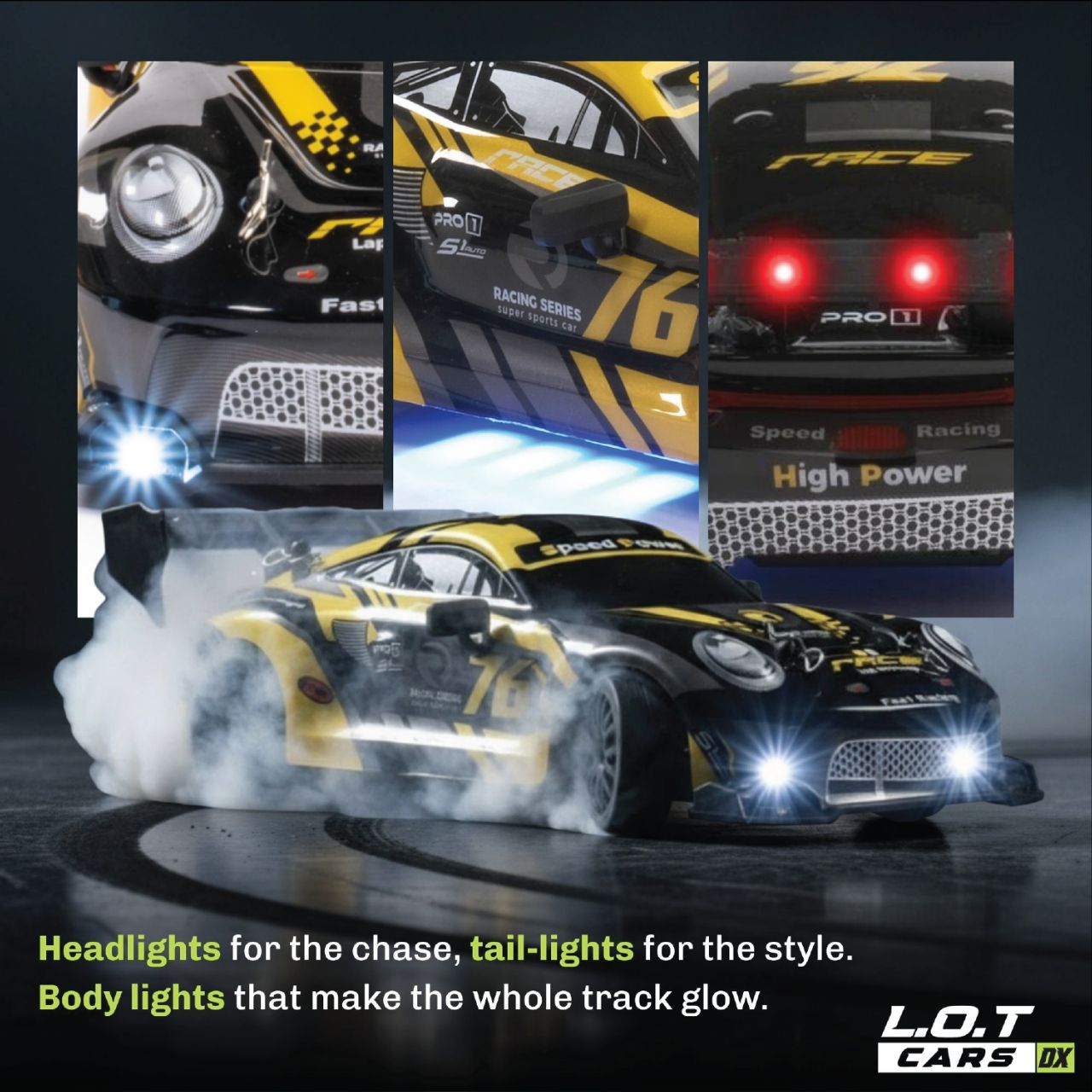 L.O.T Cars Ghost - RC Drift Car Burnout Yellow view 4