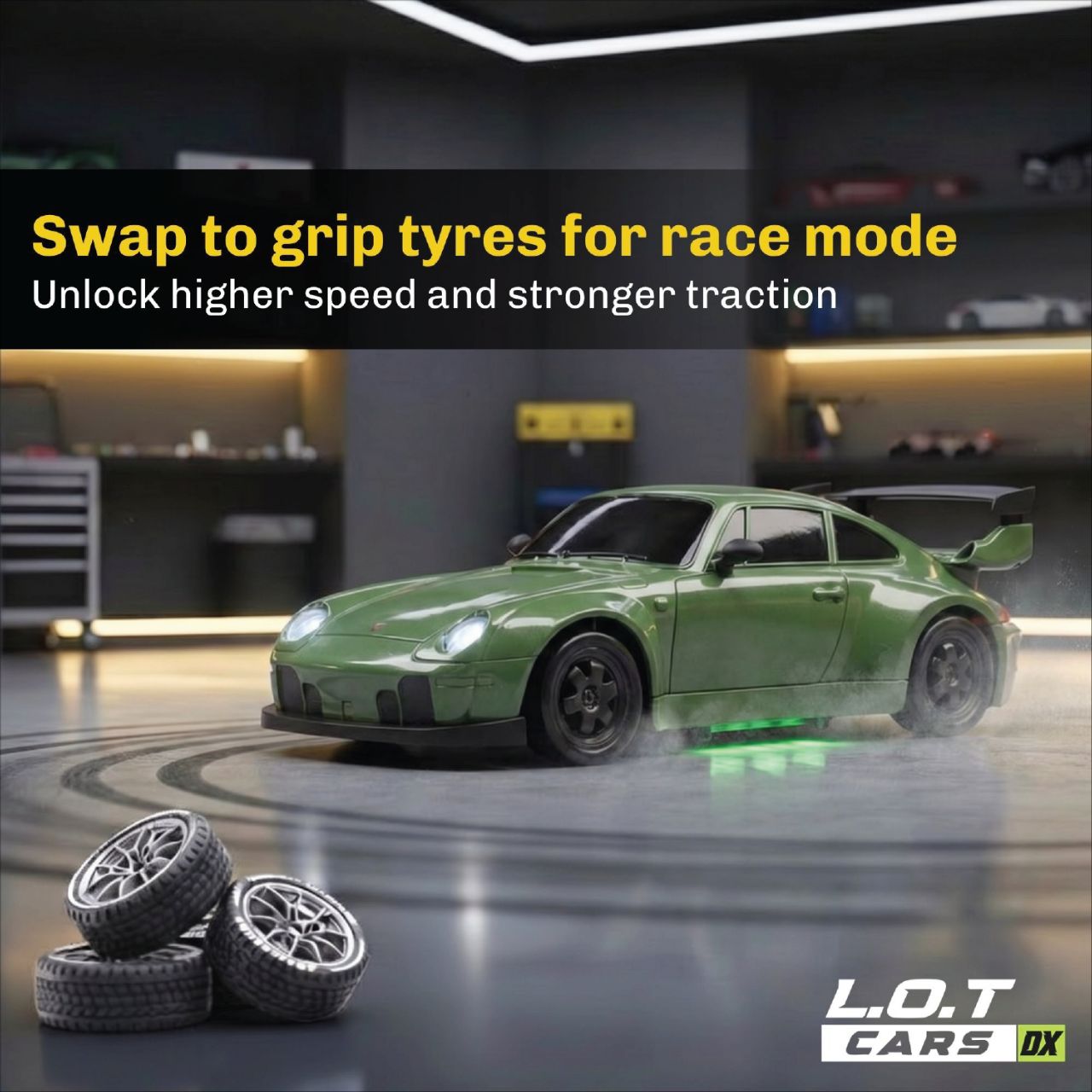 L.O.T Cars Flare 2.0 - RC Drift Car Burnout Green 🍏 view 5