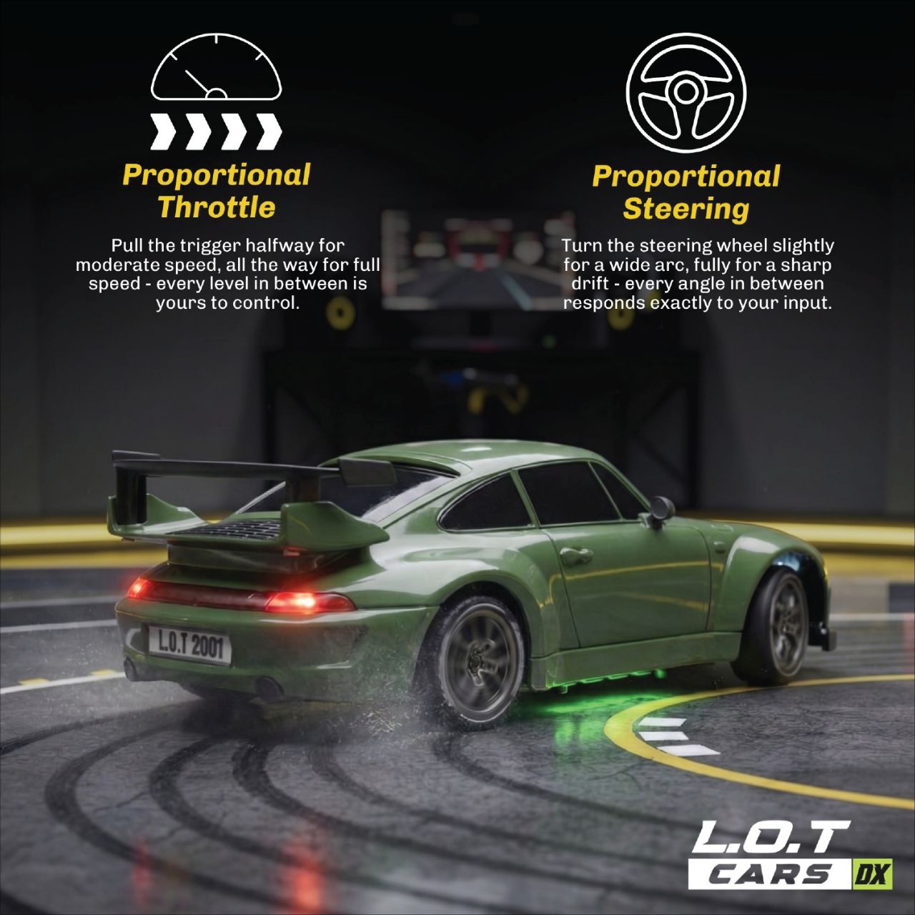 L.O.T Cars Flare 2.0 - RC Drift Car Burnout Green 🍏 view 4
