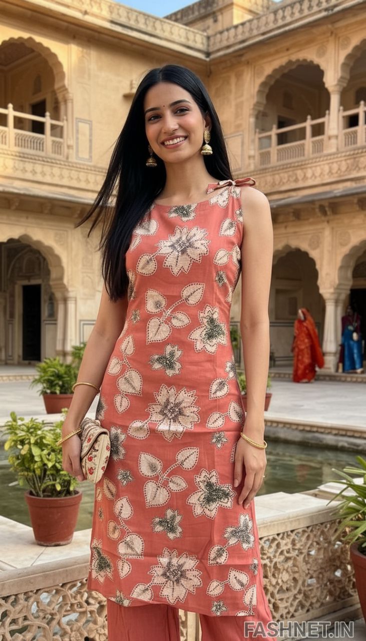 Floral Sleeveless Kurta Set view 3