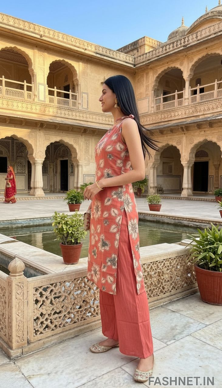 Floral Sleeveless Kurta Set view 4