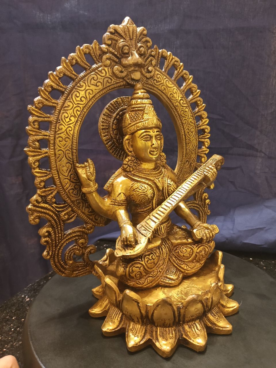 Brass Saraswati Idol view 4