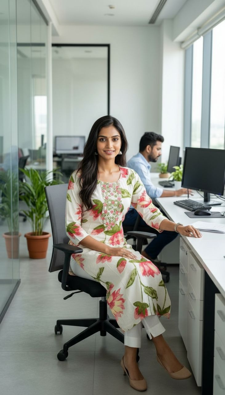Floral Print Kurta view 3