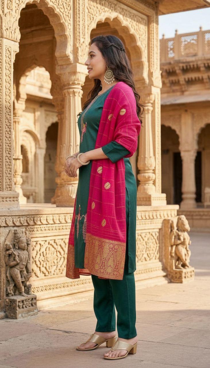 Elegant Green Kurta Set M9241 view 6