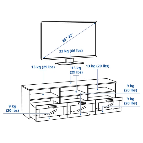 TV bench assemly view 2