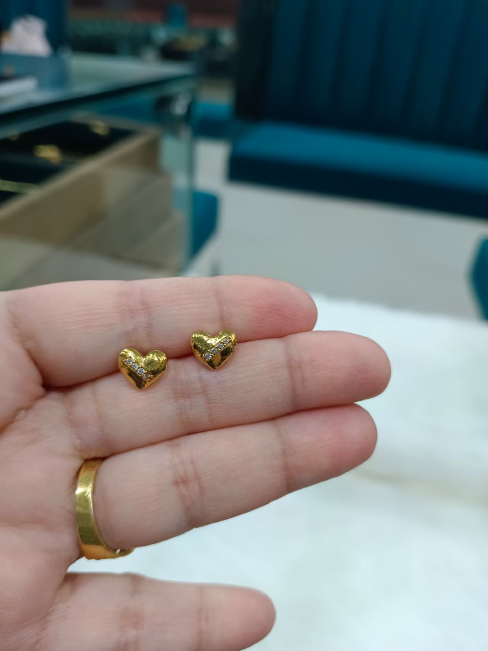 Gold Heart Earrings 19 view 3
