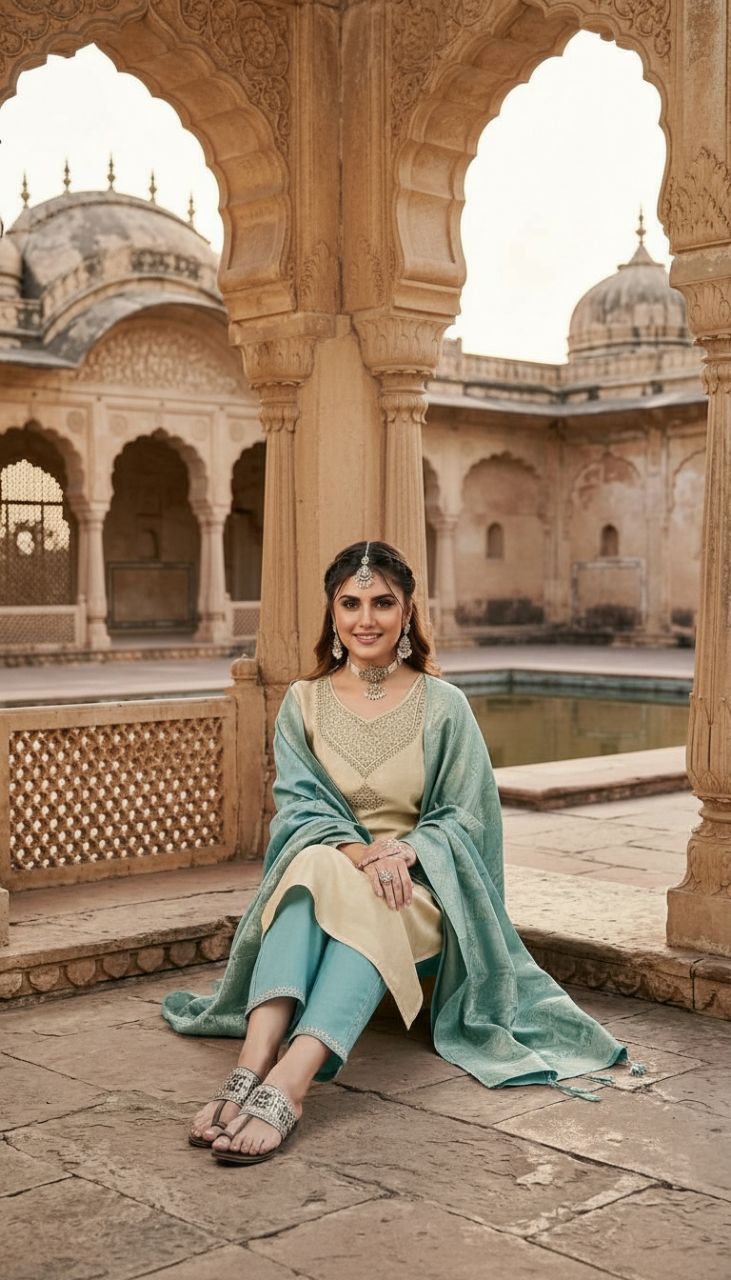 Elegant Silk Salwar Suit view 3