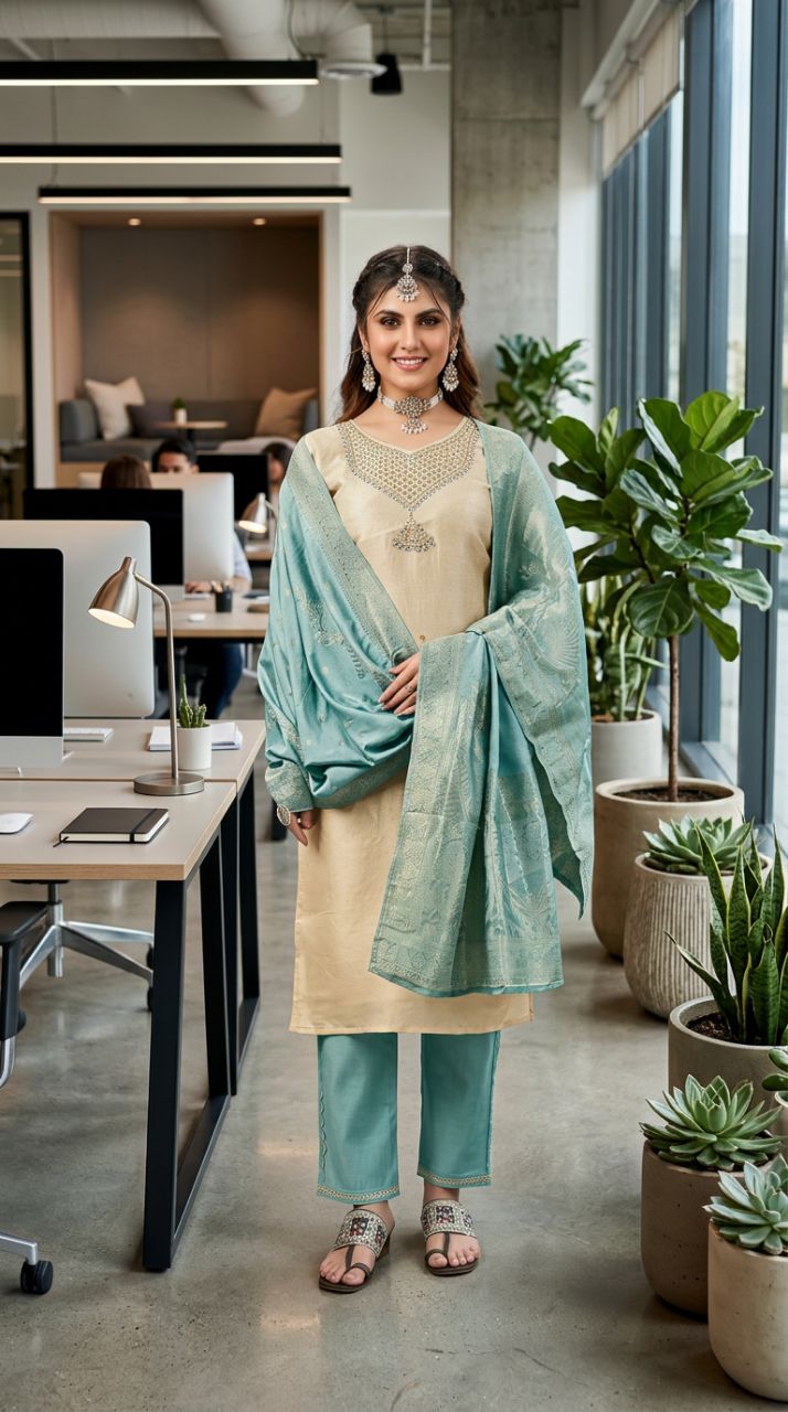 Elegant Silk Salwar Suit view 4