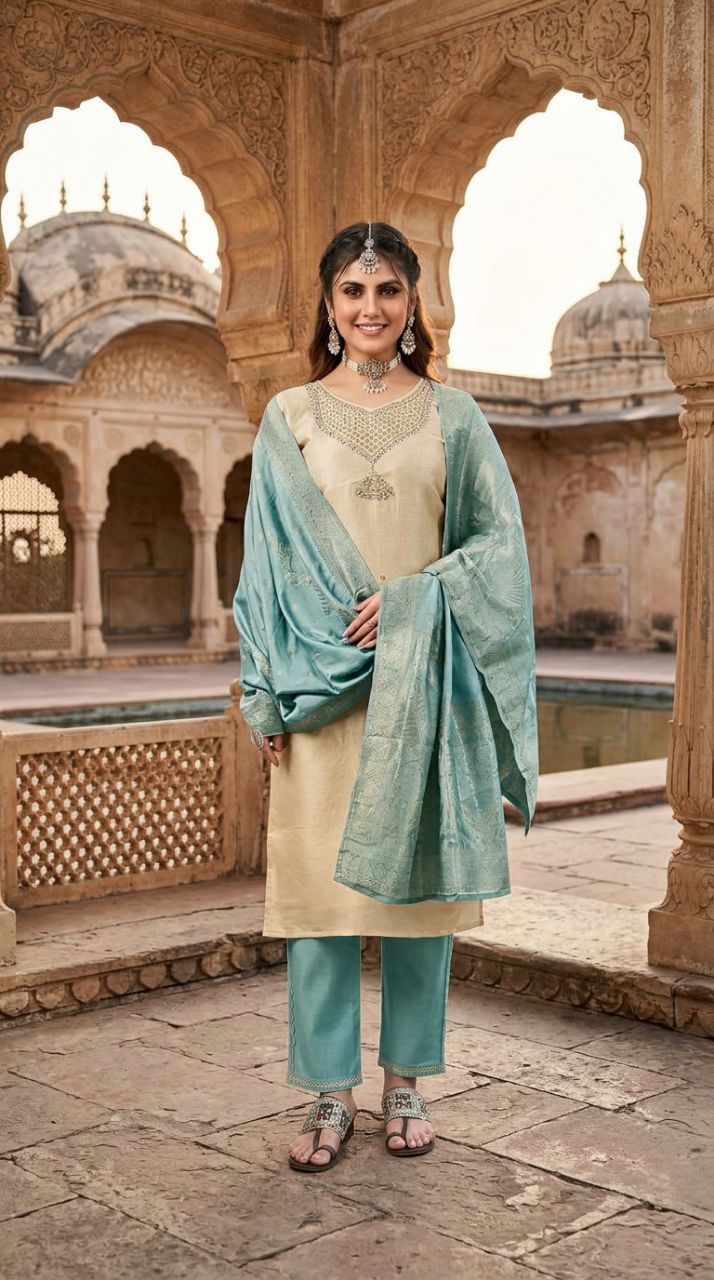Elegant Silk Salwar Suit view 5