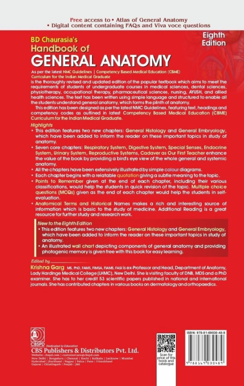 BD Chaurasia's Handbook of General Anatomy 8th Edition view 2