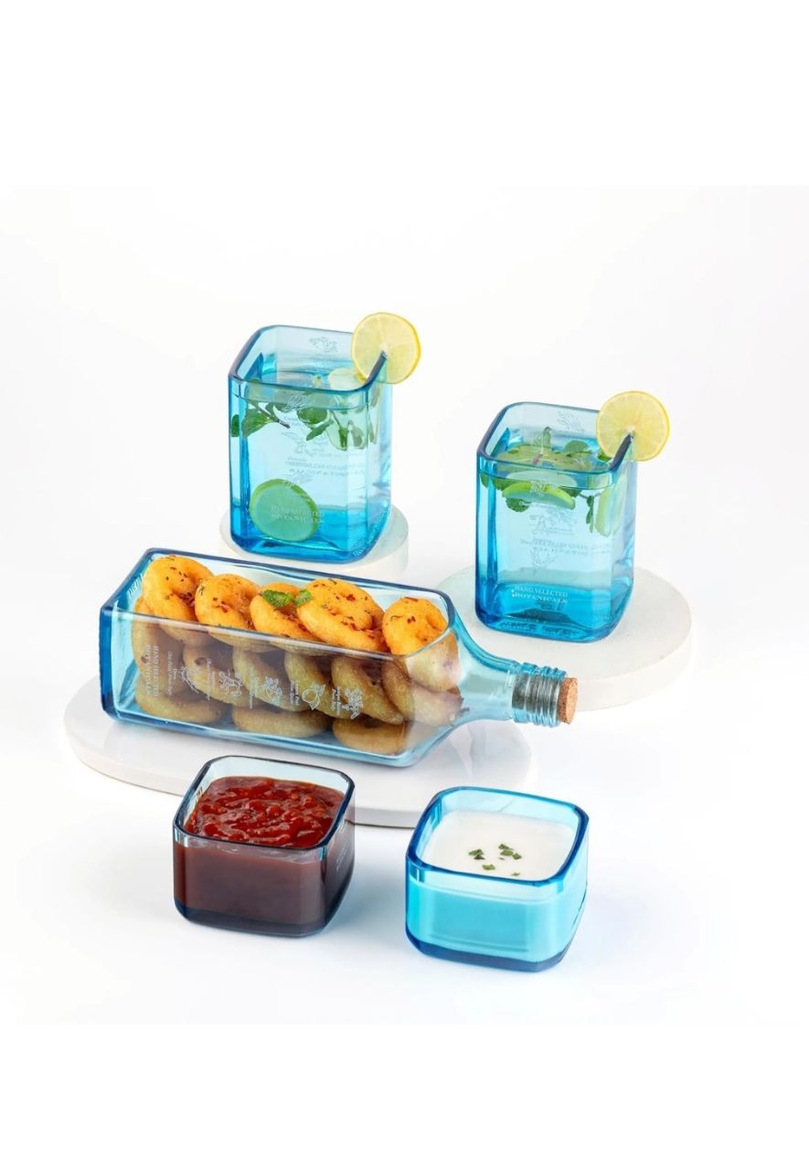 Blue Glass Serving Set view 2
