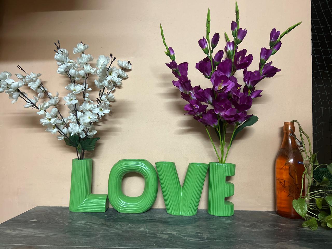 Ceramics Green LOVE Planter view 2