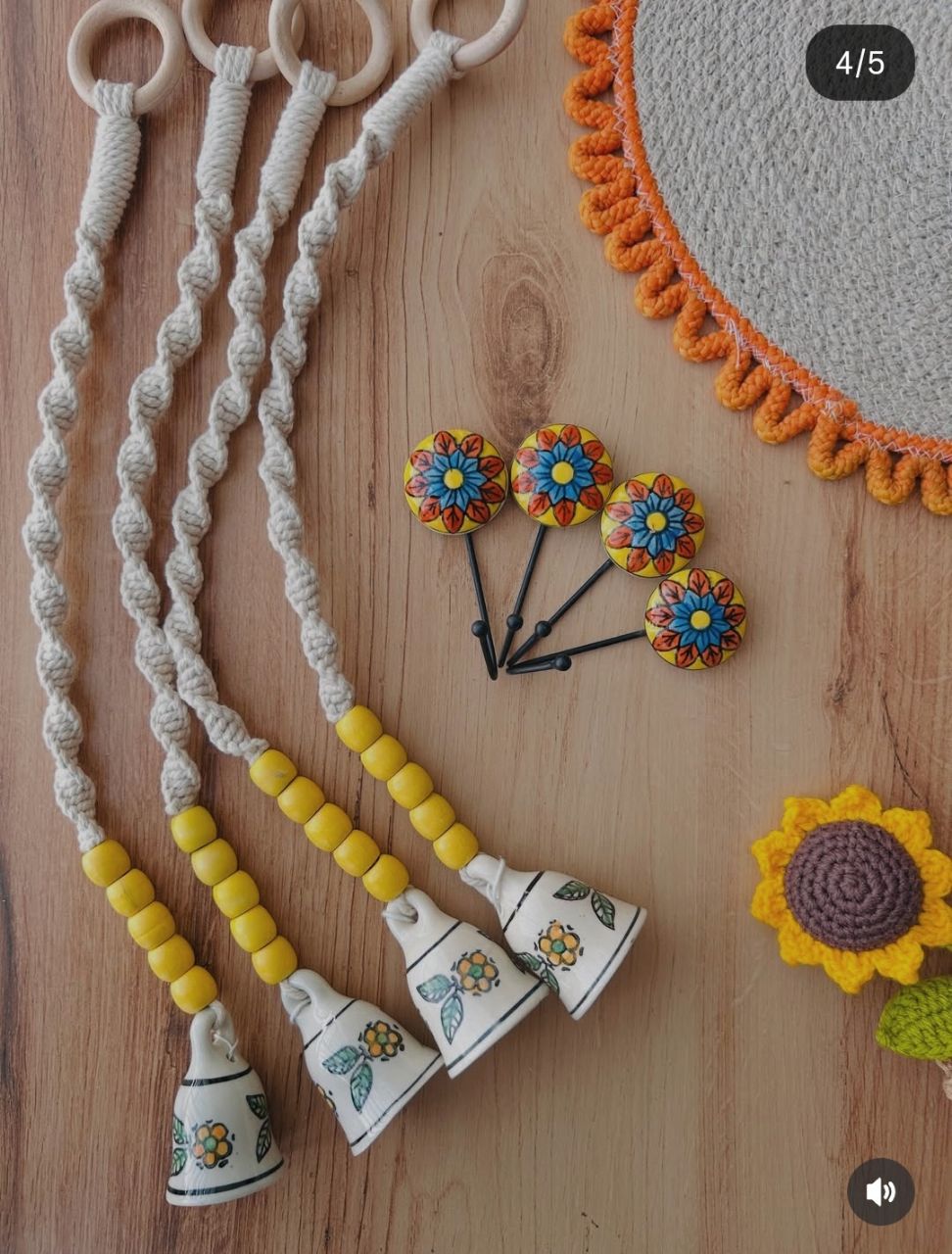 Handcrafted Ceramic Bell Wind Chimes view 2