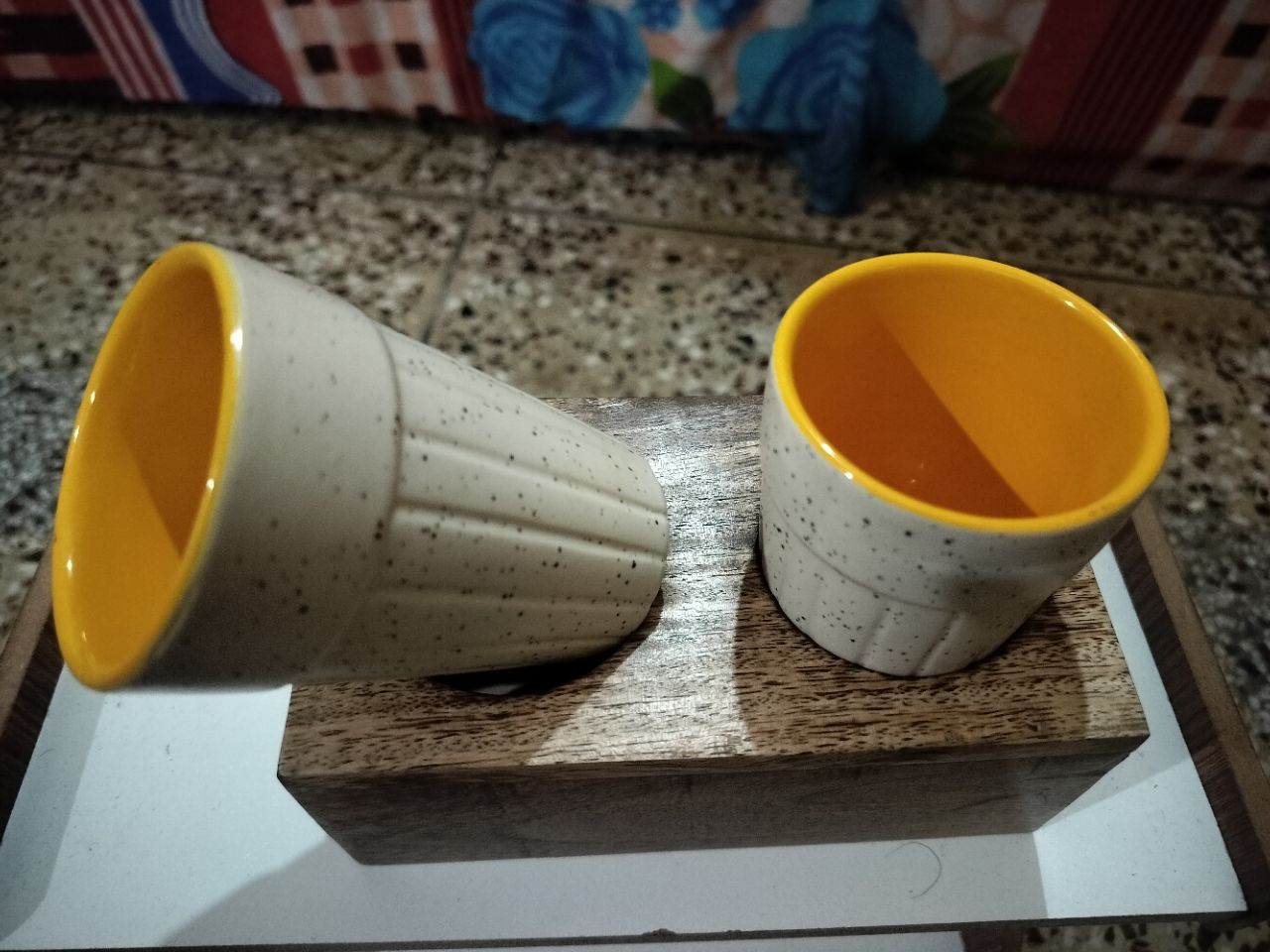 Ceramic Cups with Wood Holder view 2