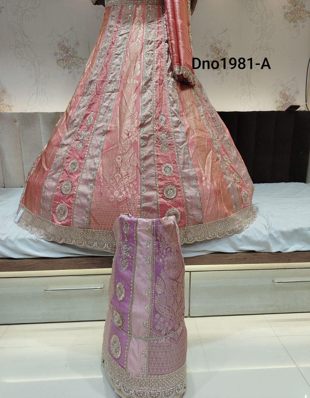 Peach Pure Silk Designer Lehenga view 2