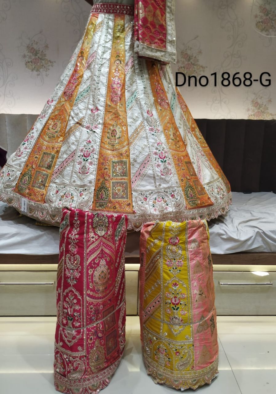 Elegant Ivory & Peach Banarsi Lehnga view 2