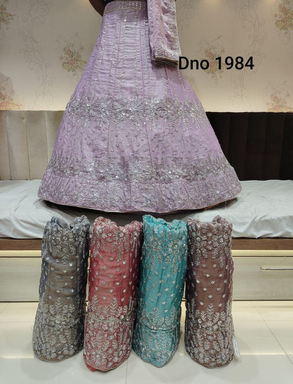 Lavender Embellished Lehenga view 2