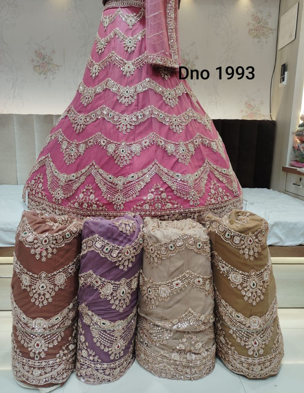 Pink Ornament Beads Designer Lehenga view 2