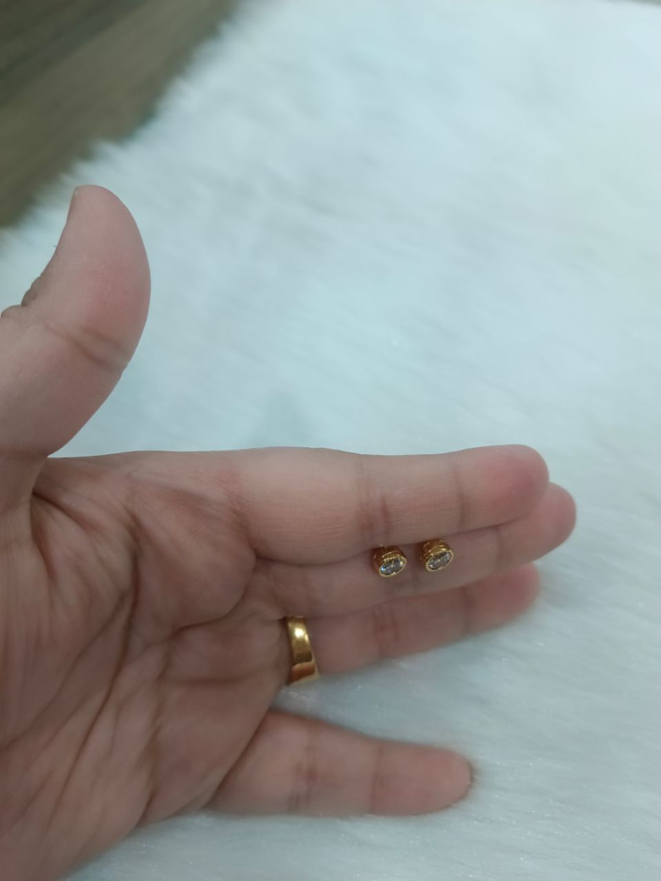 Gold Stud Earrings view 3
