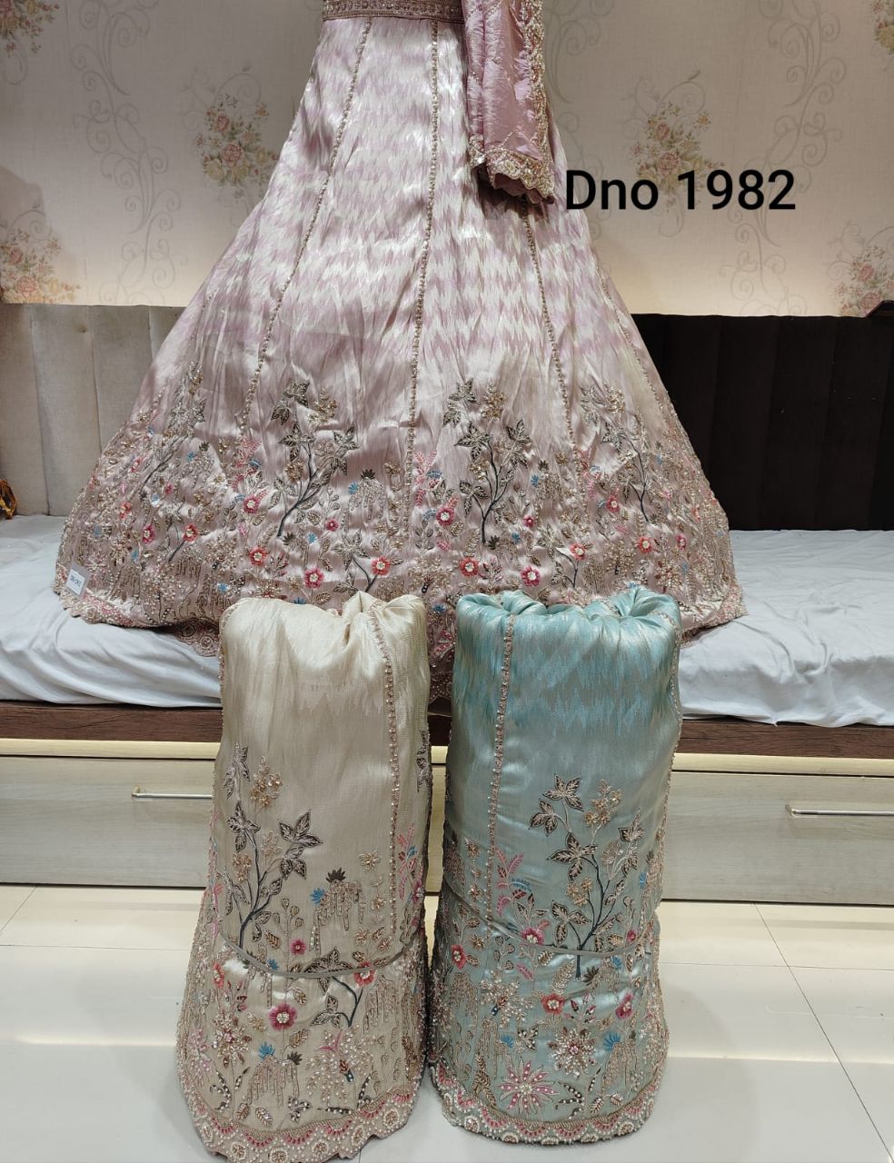 Pink Floral Embroidered Designer Lehenga view 2