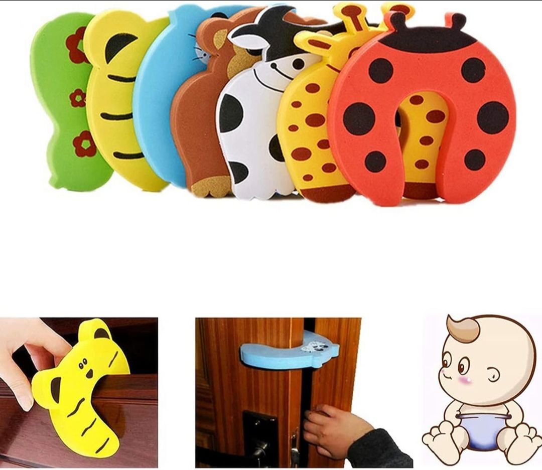 Cartoon Animal Cushion Children Safety Foam Door Stopper Childproof Door Stoppers Curve Shaped Door Stopper (Random, 1)