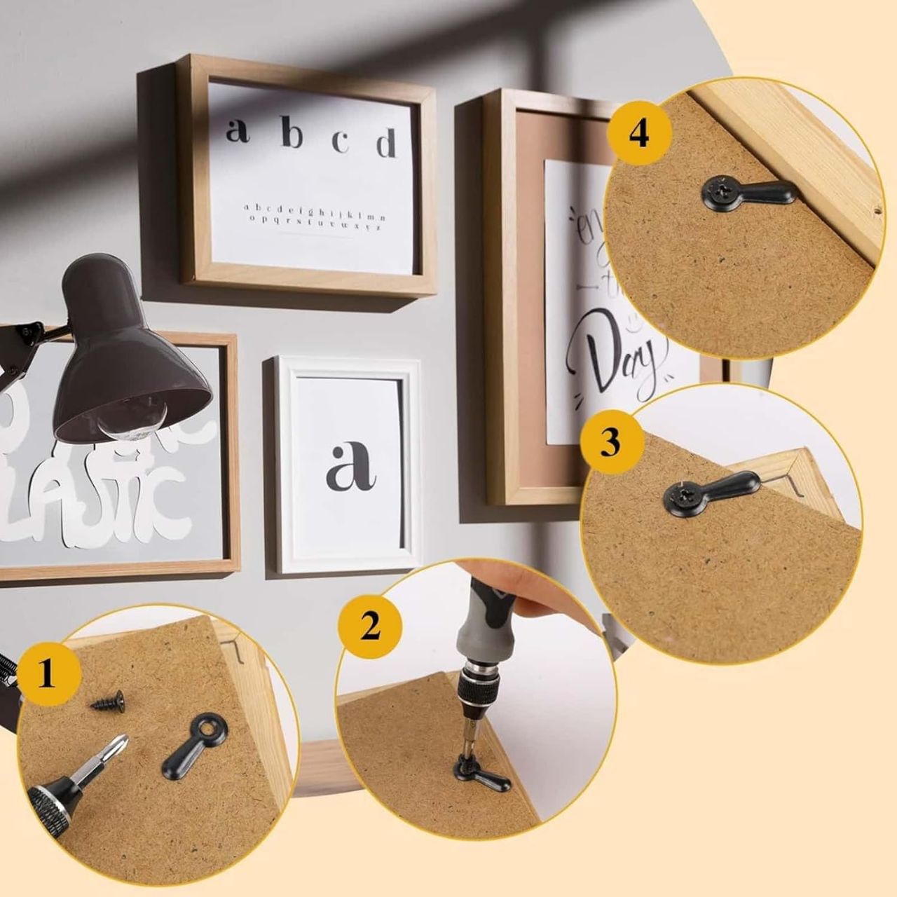 Picture Frame 20 PC Photo Frame Turn Button Fasteners with 20 Pieces Screws Picture Hardware Backing Clips Framing Parts for Hanging Posters Drawing Crafts, Black view 4