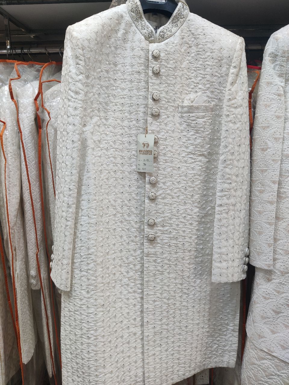 Designer White Sherwani view 2