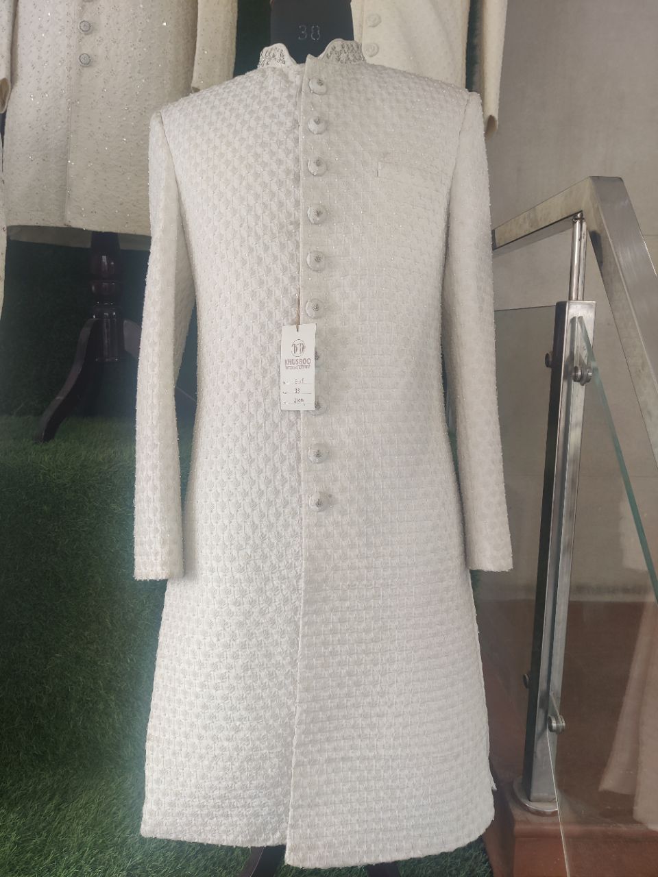 White Embroidered Sherwani view 2