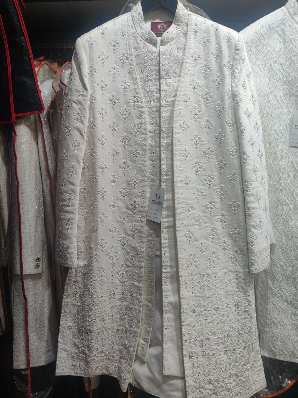 Embroidered White Ethnic Jacket view 2