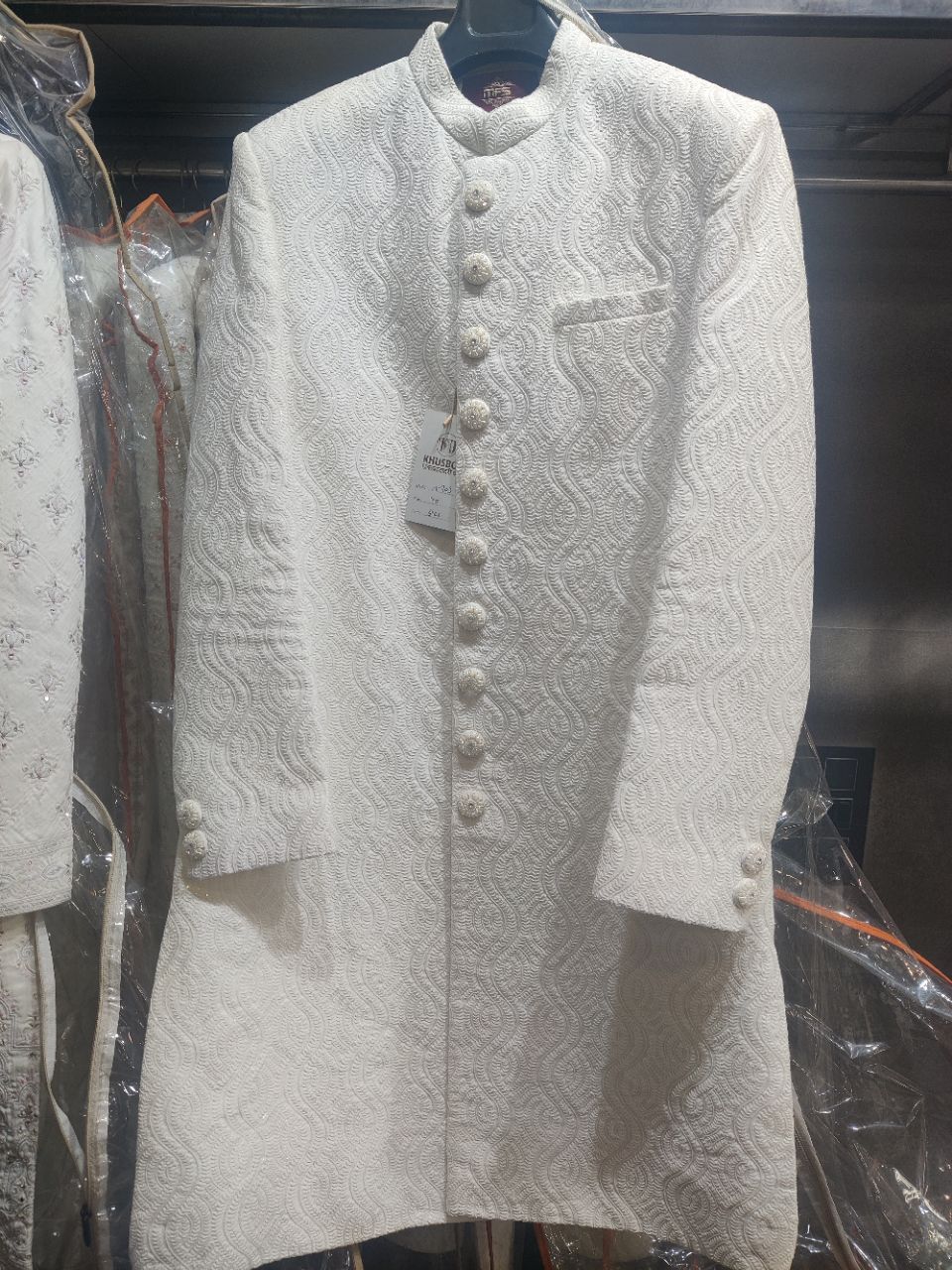 Elegant White Sherwani view 2