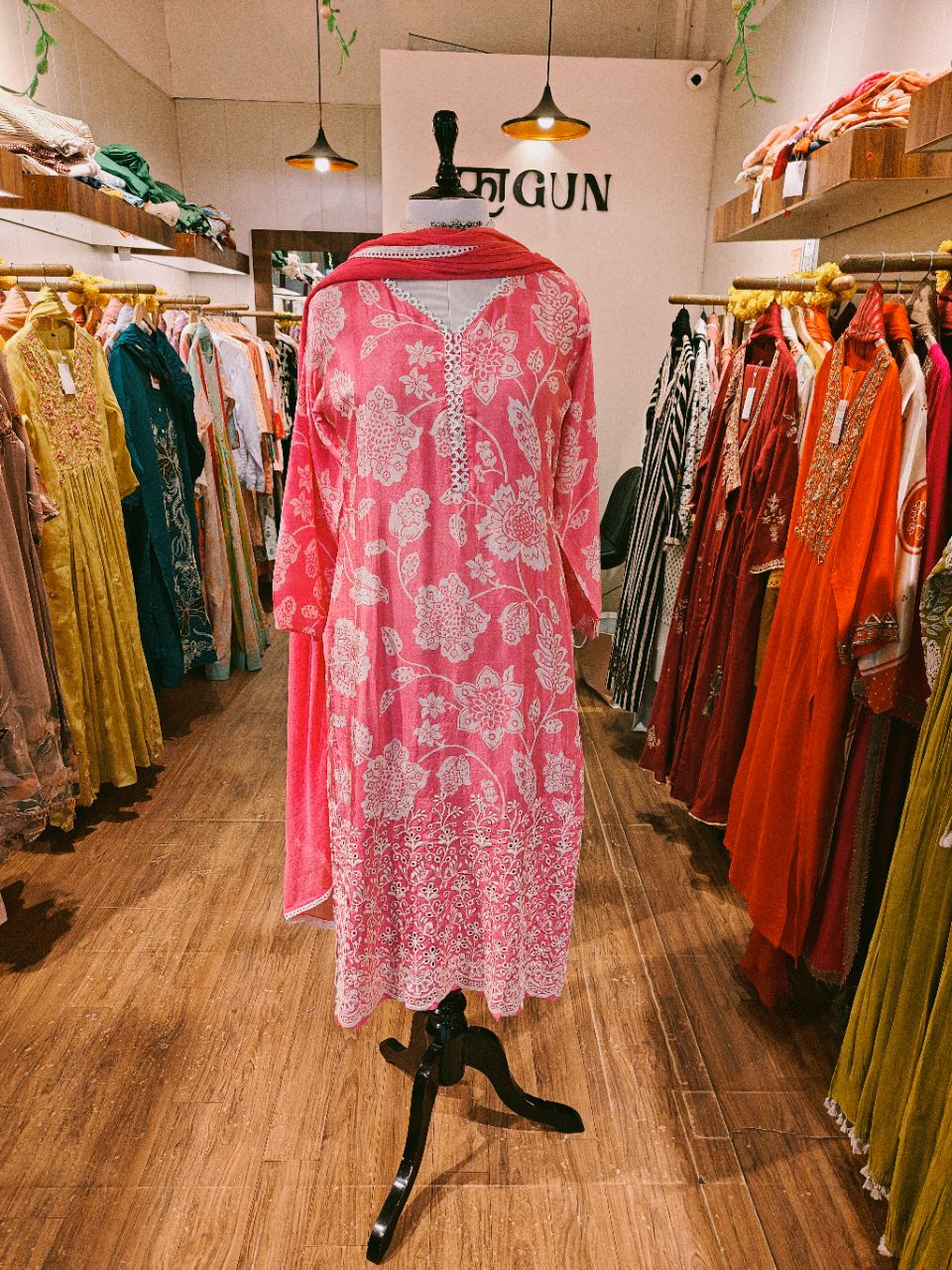 L Bubble pink pure viscose kurta set view 4