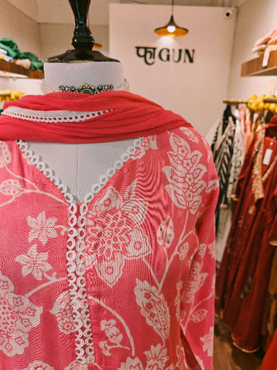L Bubble pink pure viscose kurta set view 5