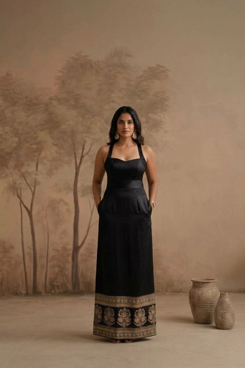 Zardozi Noir Column Gown