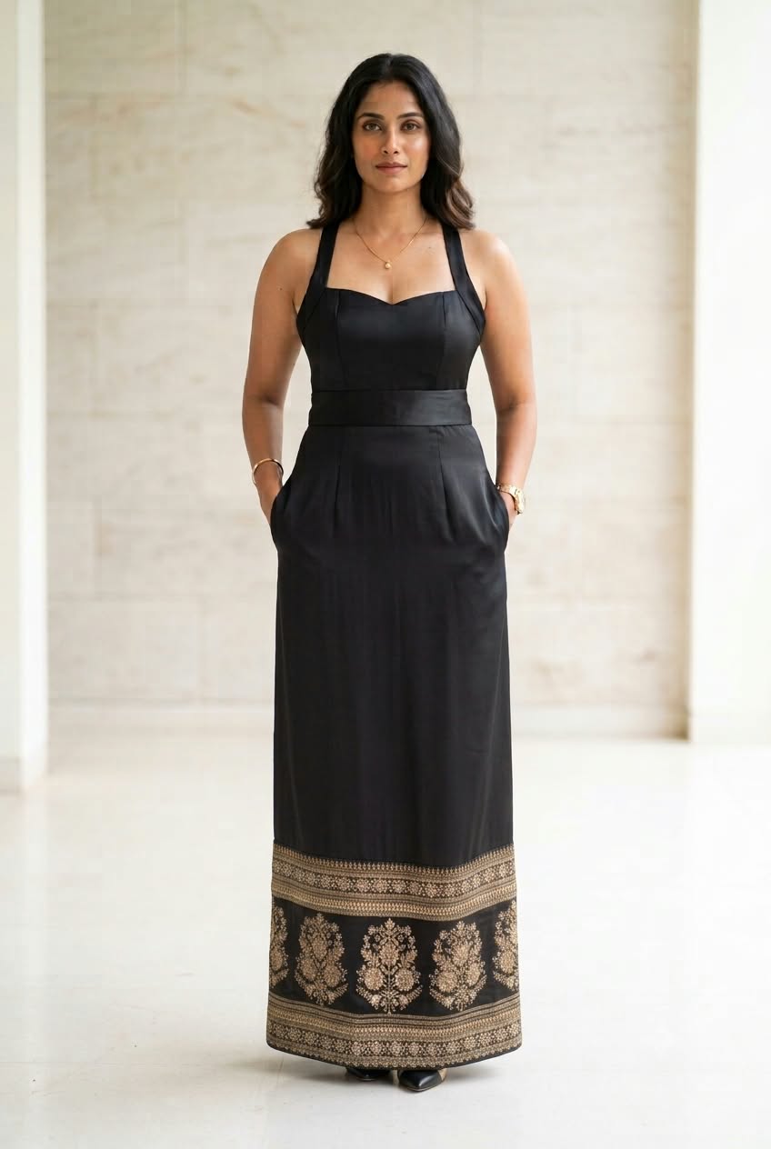 Zardozi Noir Column Gown view 3