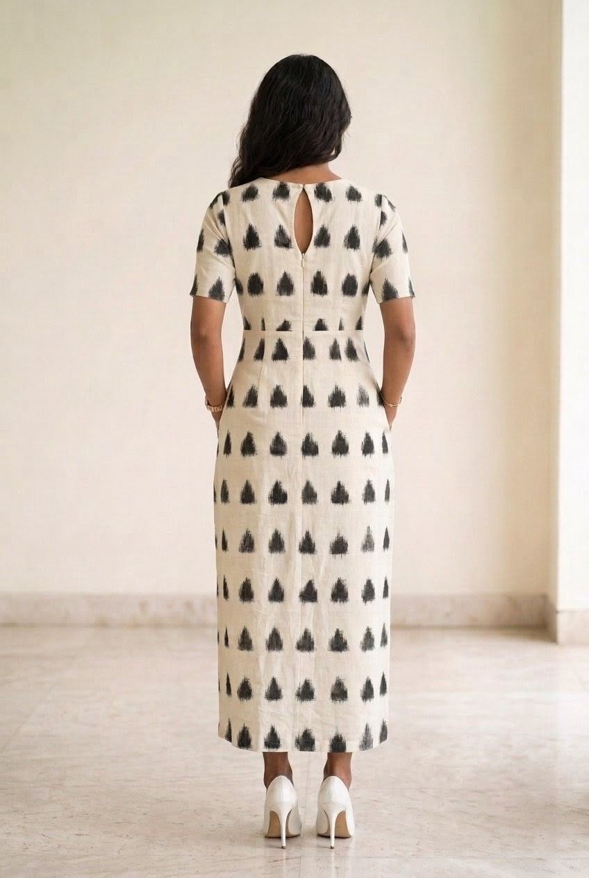 White and Black Ikat Dress view 2