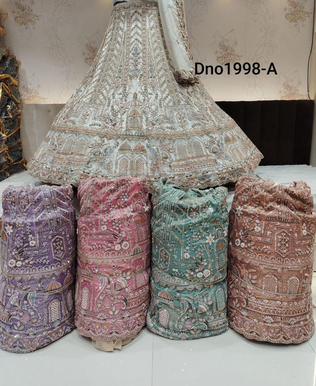 Ivory Embellished Scalloped Border Lehenga view 2