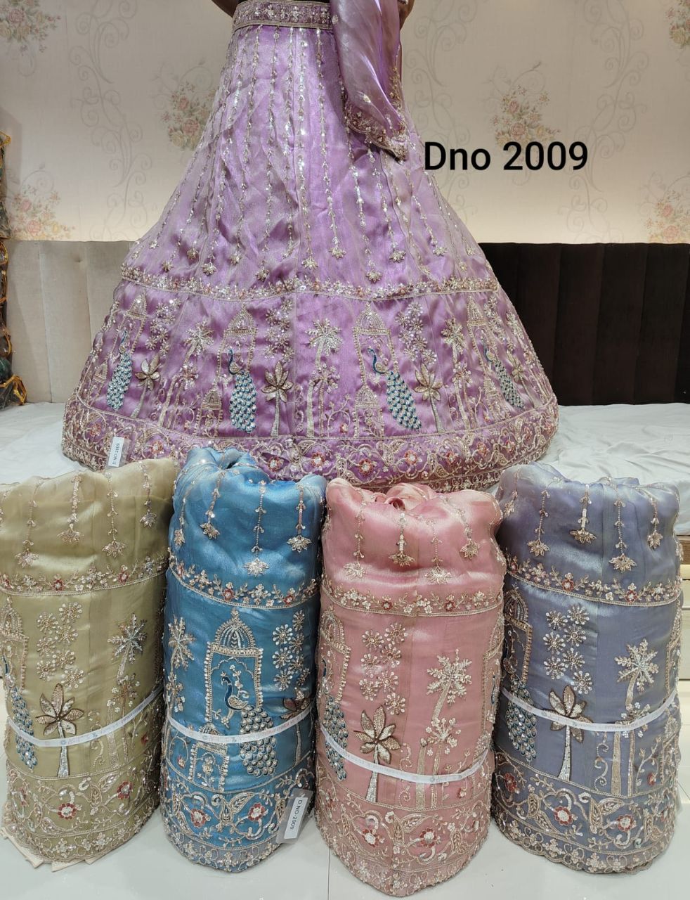 Lavender Peacock Design Lehenga view 2