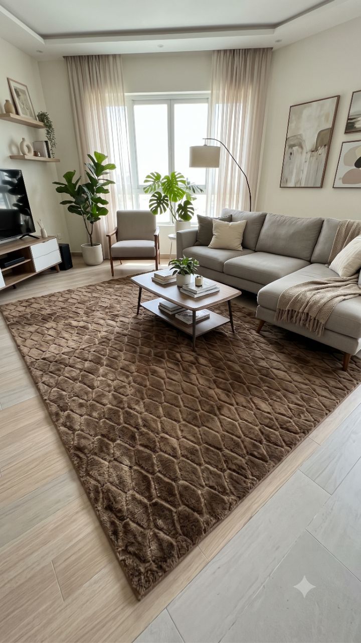 Premium Textured Rabbit Fur Carpet Size 6*9 Feet view 5