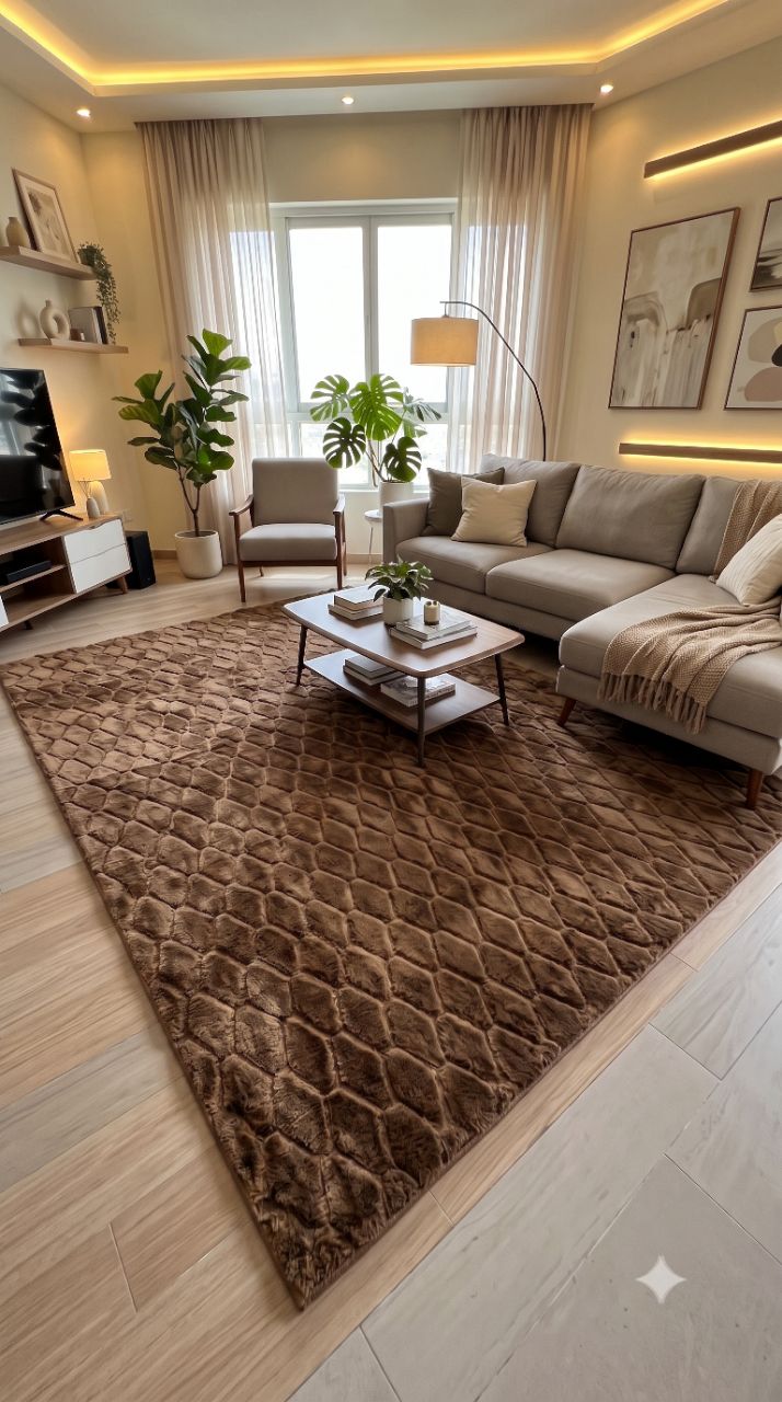 Premium Textured Rabbit Fur Carpet Size 6*9 Feet view 4
