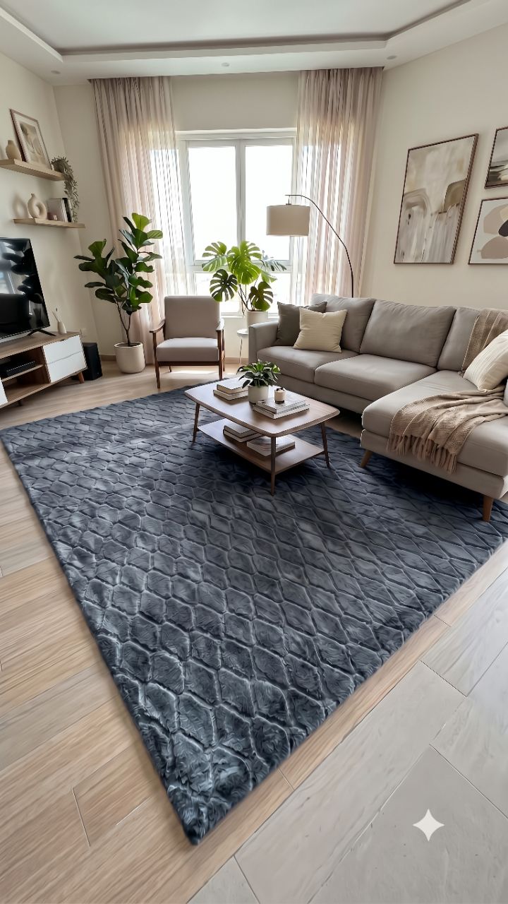 Premium Textured Rabbit Fur Carpet Size 6*9 Feet view 2