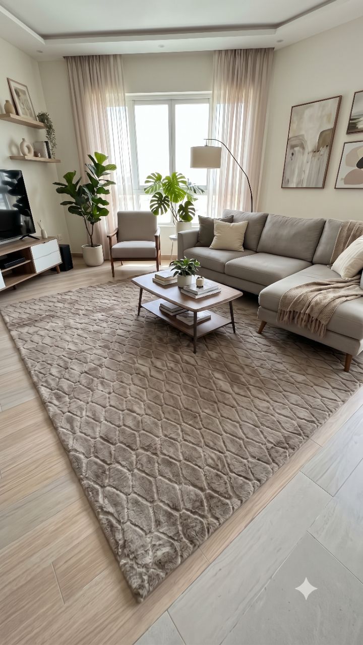 Premium Textured Rabbit Fur Carpet Size 6*9 Feet view 3