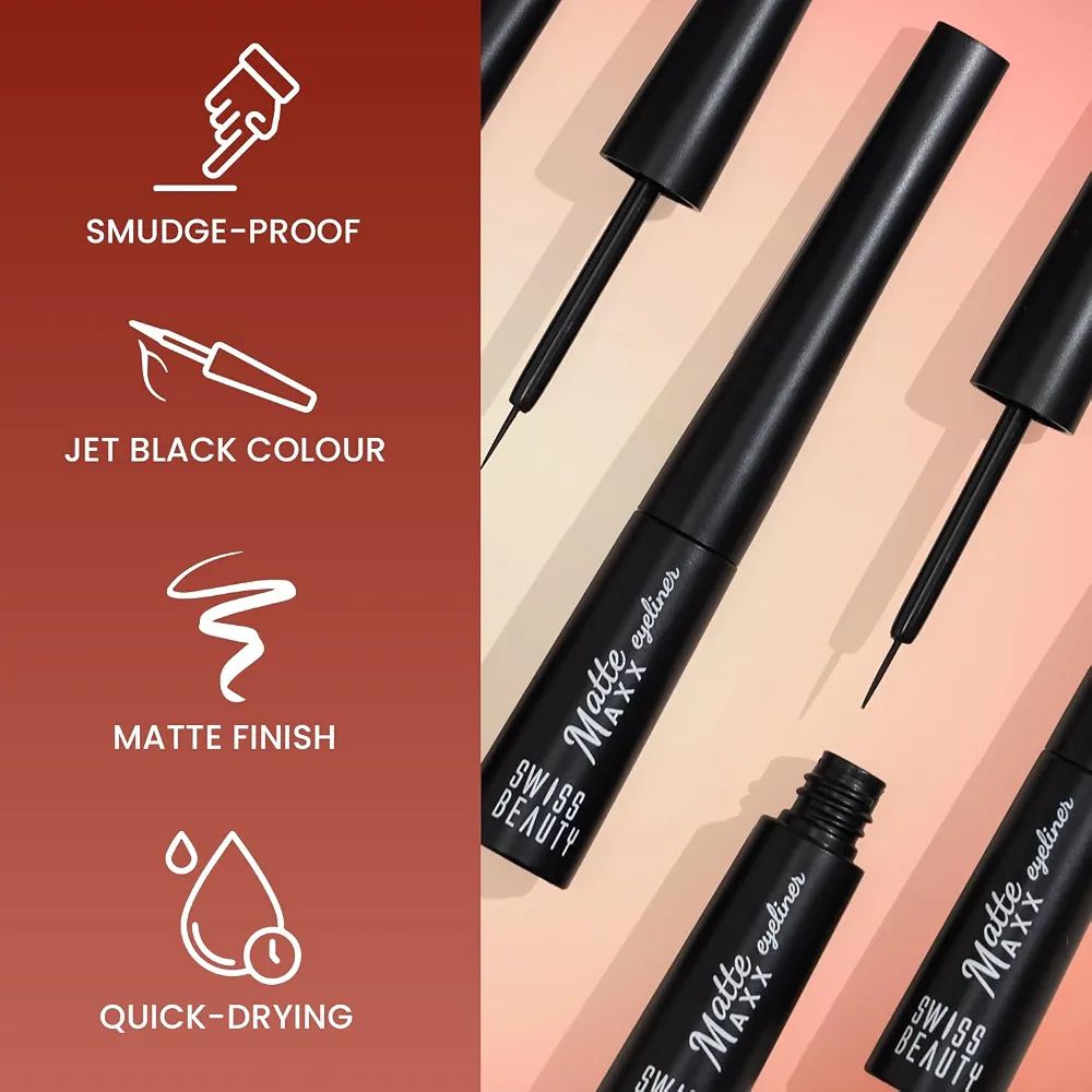Swiss Beauty Matte Max Liquid Eyeliner | Smudge-proof | Quick Drying | view 3