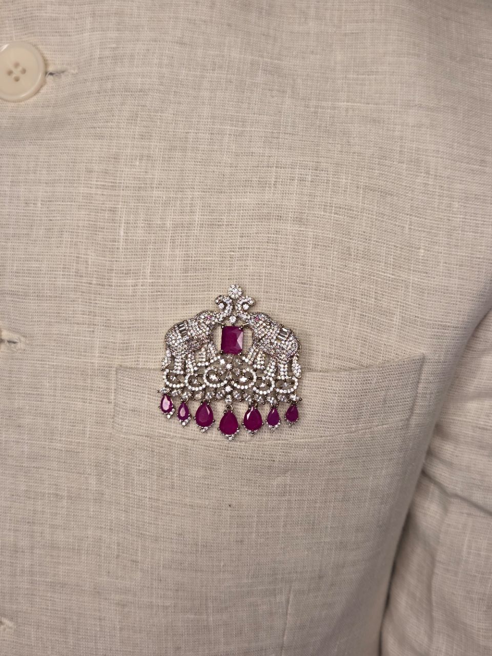 Ruby Elephant Brooch view 4