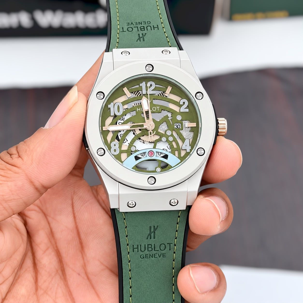 Hublot Green Skeleton Watch