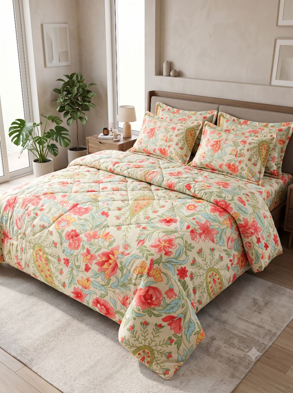 4 Pcs Comforter Set – Floral Printed Design view 6